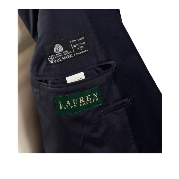 Ralph Lauren Navy Blue Wool Blazer Gold Buttons Mens 44L - Picture 11 of 12